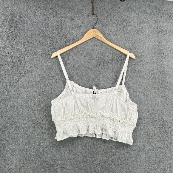 Wild Fable Boho White Eyelet Lace Cropped Top Size XXL - Picture 3 of 13